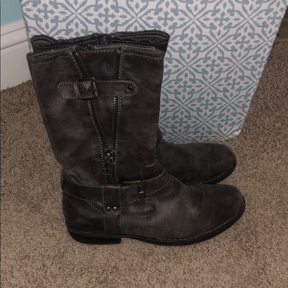 Grey Combat Boots